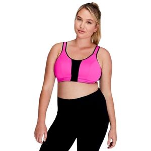 LIVI Active Women’s Wireless Medium-Impact Sports Bra – Hot Pink & Black, 44DD